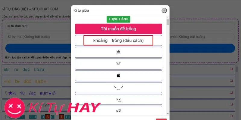kí tự khoảng trống ob45